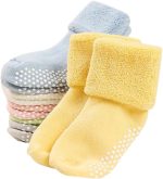 VWU Baby Toddler Kids Ankle Crew Socks with Grips Unisex Warm Thick Cotton Winter Socks 0-10T 6/8 Pack